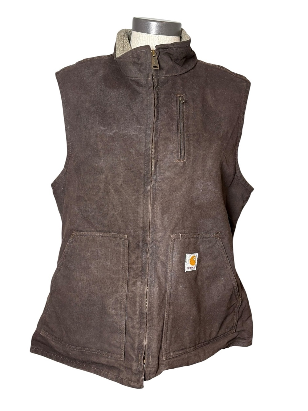 Carhartt Women’s L Brown Sherpa Lined Workwear Utility Vest